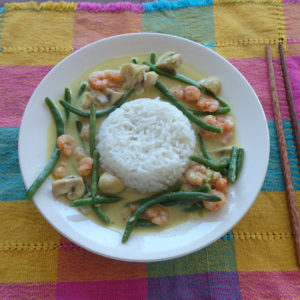 Thaise groene curry met Vis en Garnalen